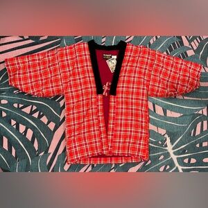 Vintage Japanese Lined Kimono Jacket Coat w Front Tie Closure